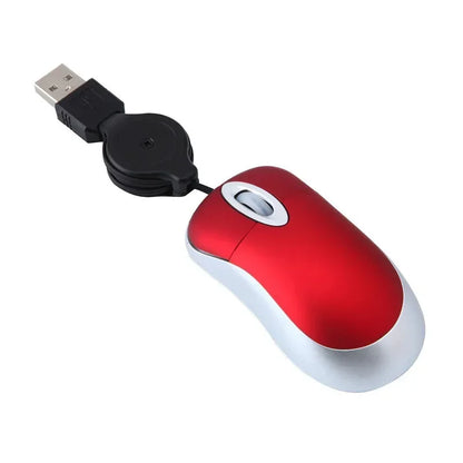 Mini Portable Wired Retractable Mouse Computer Mause Small Hand USB Optical 1000 DPI Office Mice for PC Laptop Notebook for Kids