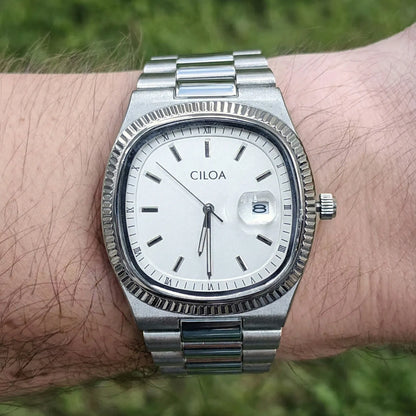 CILOA Silver Square Luxury Watch for Men, Gift, Casual, Fashionable, New Style, High Quality, Waterproof, Quartz Watch