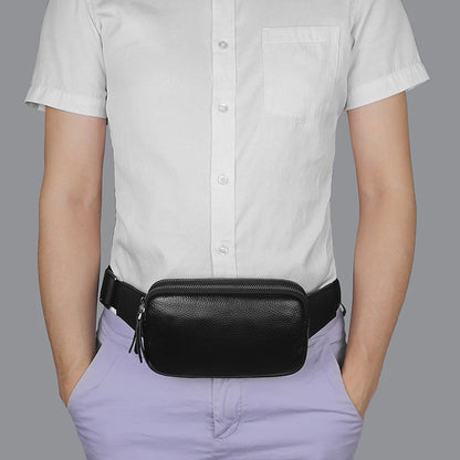 Leather Waist Pack Fanny Bag for Men Women Outdoor Travel Sports Running Walking Hiking Slim Cell Phone Purse Waist Wallet Pouch