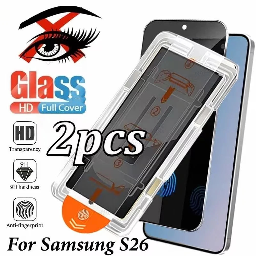 2Pcs Privacy Tempered Glass for Samsung Galaxy S26 Ultra S26 Edge S26 S25 Ultra S24 Plus S23 S22 S21 Anti-spy Screen Protector
