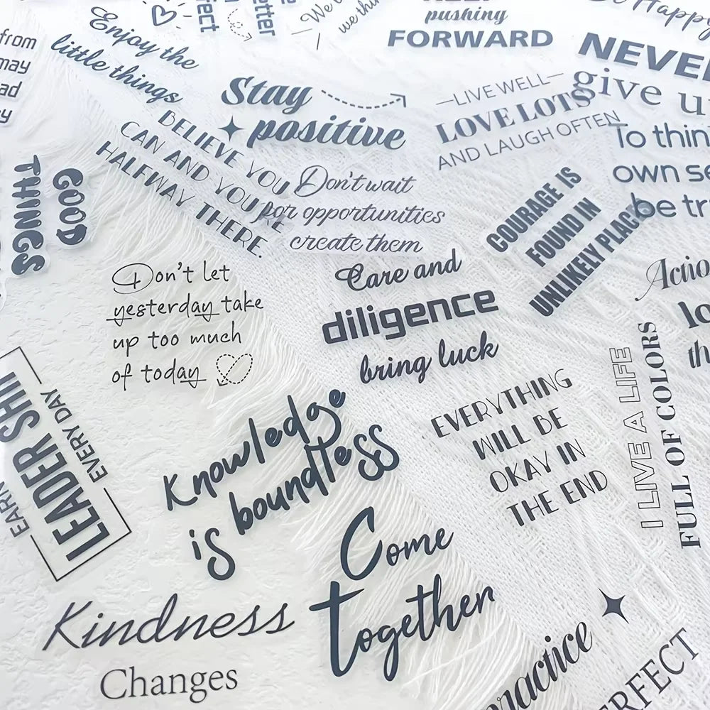 PET Inspirational Quote Stickers Set of 50, Waterproof DIY Decals for Laptop Water Bottle Phone Decor