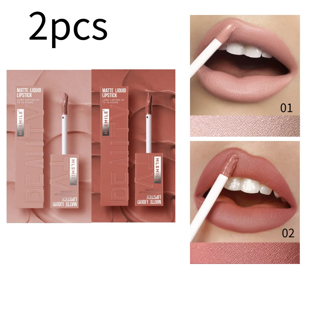 MLSMILE 6-Color Velvet Matte Lip Gloss – Long-Lasting & Waterproof