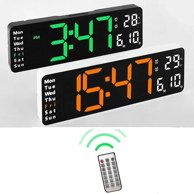 Smart Mute LED Electronic Wall Clock Modern Desk Clock Night Alarm Minimalist Thermometer Air Clock Home Decor For Living Room - Urbizia