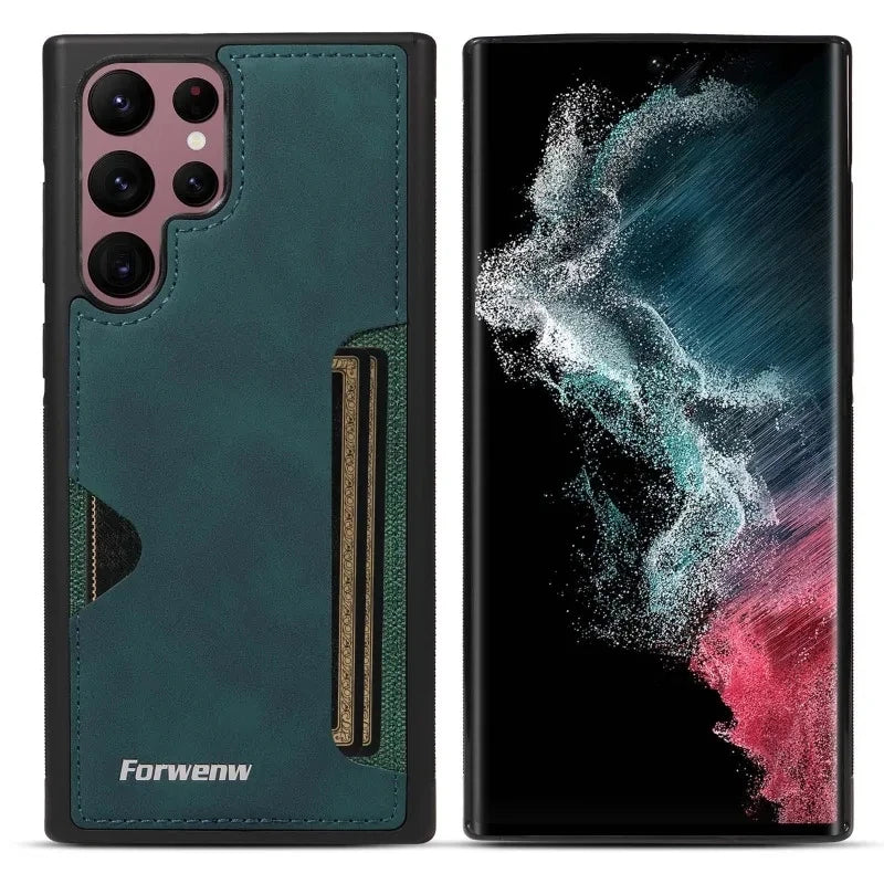 Retro Card Holder Phone Case for Samsung Galaxy S26 S24 S25 Ultra S23 S21 FE S22 S20 Plus Note 20 10 + Wallet PU Leather Cover