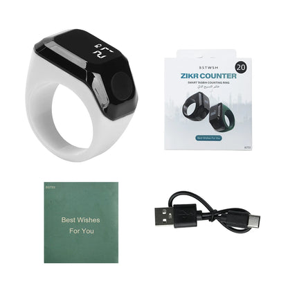 Digital Ring Counter Bluetooth APP Control OLED Display Silent Touch Type-C Rechargeable Muslims Ring Prayer Finger Counter