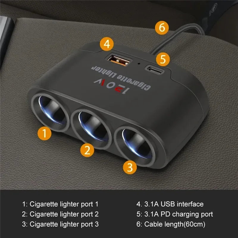 3-in-1 USB Car Charger Adapter - Urbizia