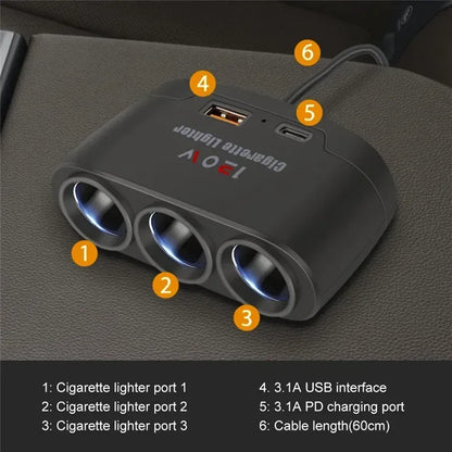 3-in-1 USB Car Charger Adapter - Urbizia