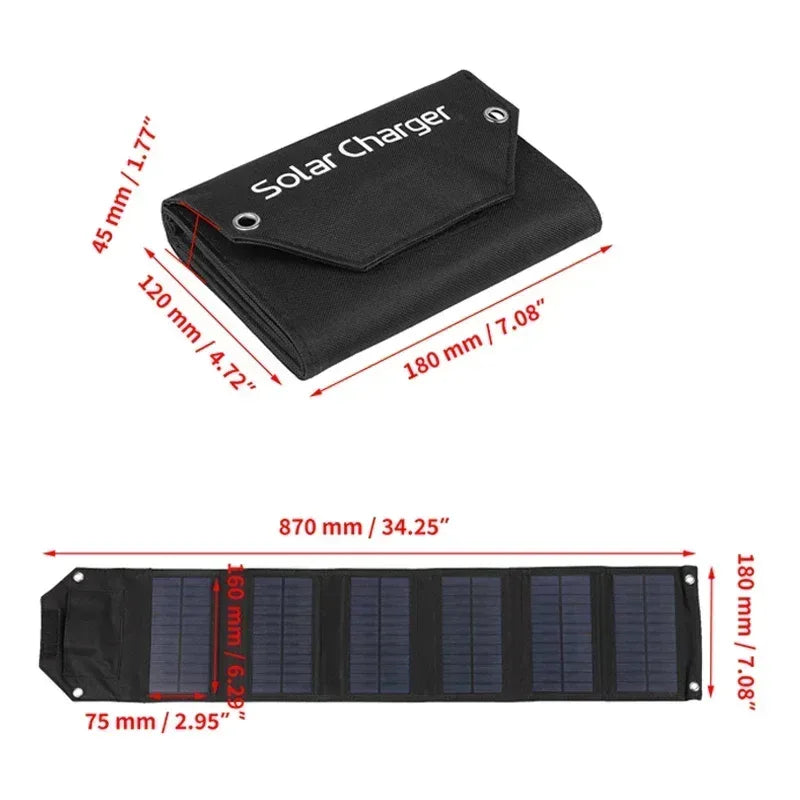 60W 80W 100W Foldable Solar Panel 5V USB Portable Folding Bag Battery Charger for Phone Outdoor Camping Waterproof Power Bank - Urbizia