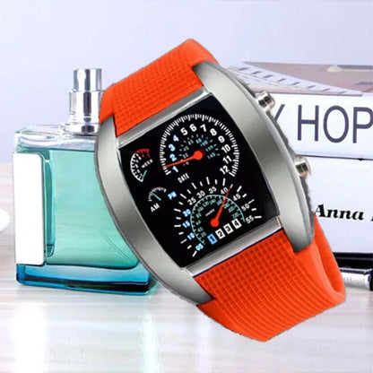 Racing dashboard electronic watch fashion sports aviation LED electronic watch men and women students personalised watch - Urbizia