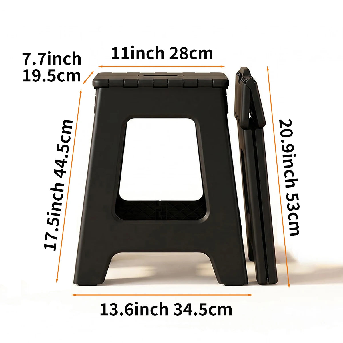 Foldable Stool Chair, 17.5inch Tall Folding Seat , Plastic Foldable Stool for Sitting, Portable Compact Folding Chair for Home Outdoor Camping, Black