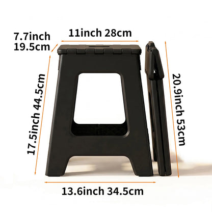 Foldable Stool Chair, 17.5inch Tall Folding Seat , Plastic Foldable Stool for Sitting, Portable Compact Folding Chair for Home Outdoor Camping, Black