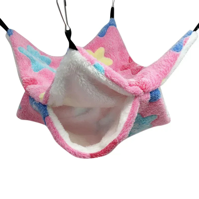 1/2 pcs Hamster Hideout Cage Print Fleece Guinea Pig Sugar Glider Sleeping Bed Rodent Hammock Rat Little House Animals Supplies - Urbizia