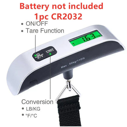 Portable Digital Luggage Scale – 50kg / 110lb LCD Hanging Scale - Urbizia