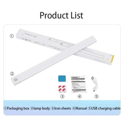 LED Cabinet Light USB Type-C Rechargeable Motion Sensor Led Lamp for Kitchen Wardrobe Cabinet Lighting 20cm/30cm/40cm/50cm/60cm - Urbizia