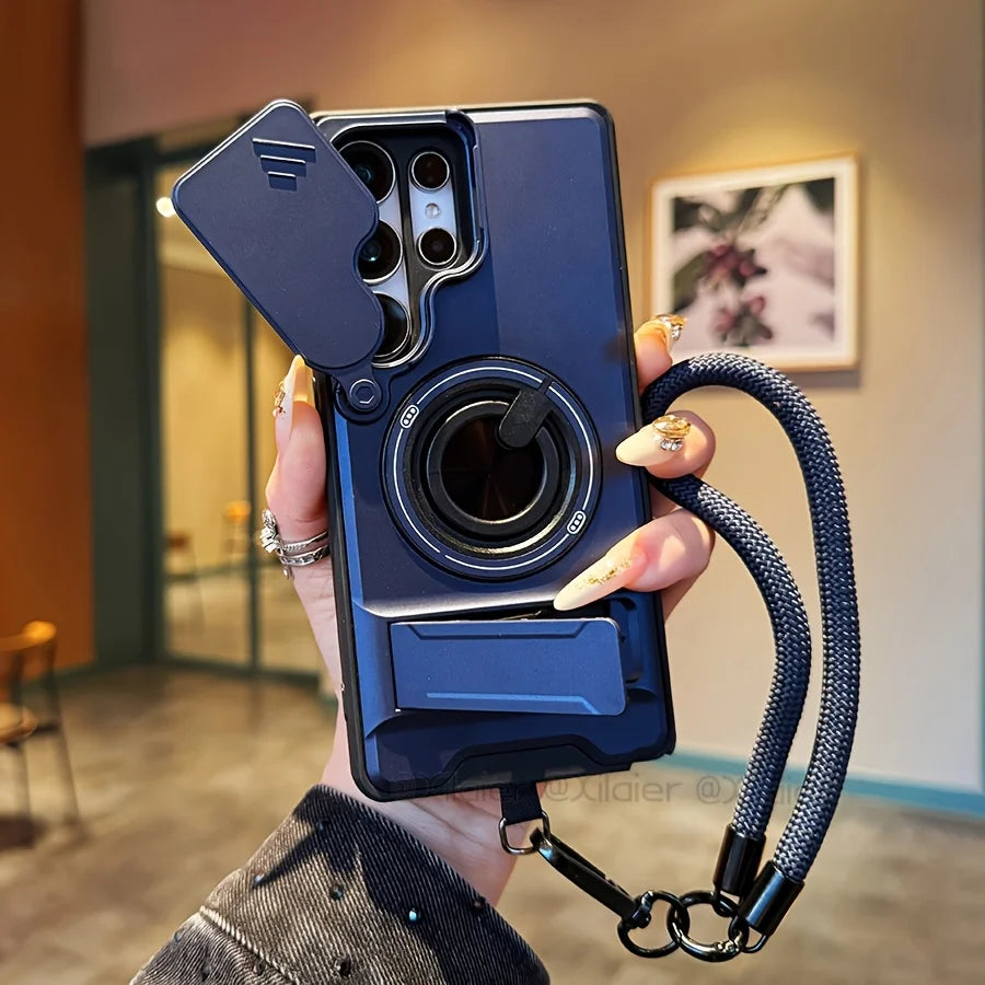 for Samsung Galaxy S26 S24 S23 Ultra S25 Edge FE Multifunctional Phone Case. with Lanyard,  Stand,for Car Mounts.