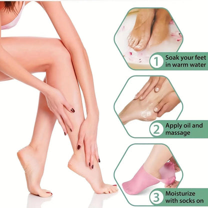 2 Pack Moisturizing Silicone Gel Socks for Dry Cracked Feet Nourishing Skin Lubricating Foot Care Massage Socks