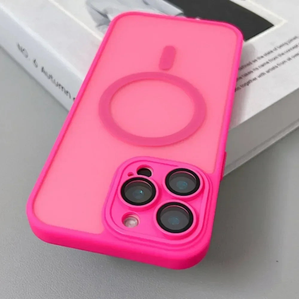 Magnetic Matte Translucent Armor Shockproof Case For iPhone 17 16 15 14 13 12 11 Pro Max Plus Magsafe Wireless Charge Cover2026