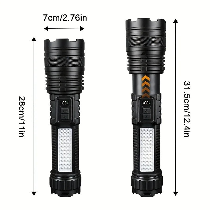 LED Flashlight Rechargeable Long-Beam Portable Outdoor Emergency Lighting With Long Battery Life, Suitable For Camping And Hiki