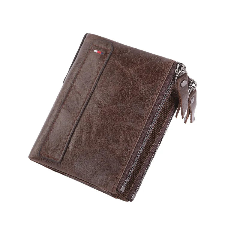 Men Wallets 100% Real Genuine Original Cowskin Leather Short Card Holder Leather Men Purse High Quality Luxury Brand Male Wallet