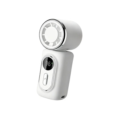 Mini Fan Portable Handheld Small Fan 5 Speeds Cooling Turbo 3000mAh 180° Adjustable Clip LED Display Type-C Rechargeable Fans