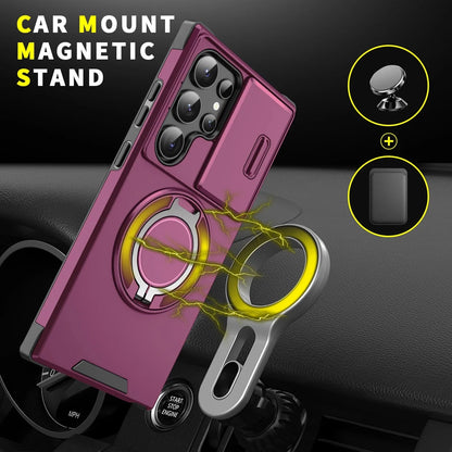 Armor Case for Samsung Galaxy S26 S25 S24 S23 Ultra Plus S25FE S24FE Magnetic Holder Slide Camera Protect Shockproof Back Cover