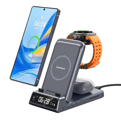 SwanScout 703S Wireless Charger for Samsung S25 Ultra S24 Z Fold 7 Z Flip 7 Charging Station for Galaxy Watch 8 7 for Buds 3 pro