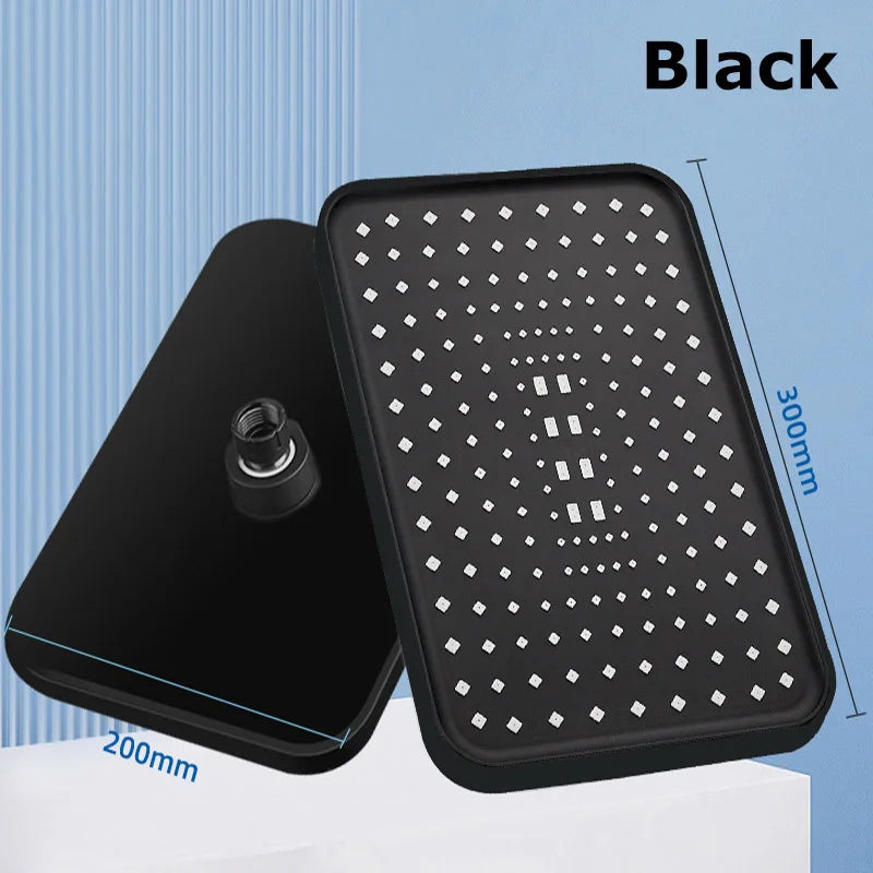 12 Inch ABS High Pressure Rainfall Shower Head Bathroom 360° Adjustable Angle Anti-Clog Nozzle Water Saving Bathroom Accessories
