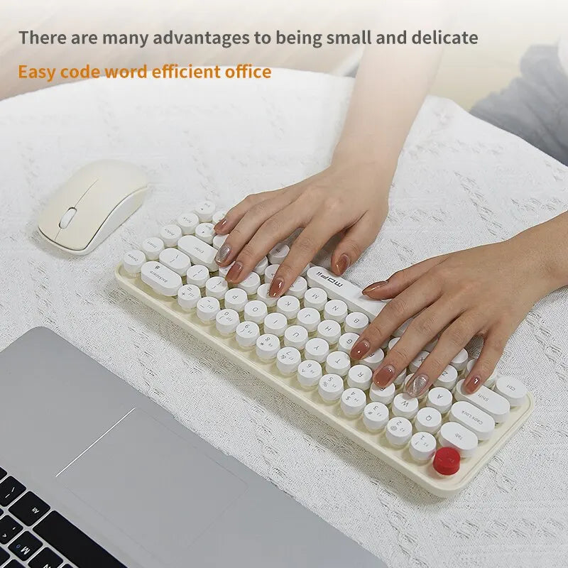MOFII Wireless Keyboard and Mouse, Cute Colorful 68 Round Keycap Compact Keyboard for Computer, Computer, Desktop, Laptop