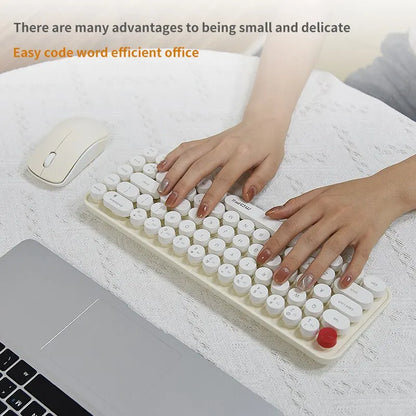 MOFII Wireless Keyboard and Mouse, Cute Colorful 68 Round Keycap Compact Keyboard for Computer, Computer, Desktop, Laptop