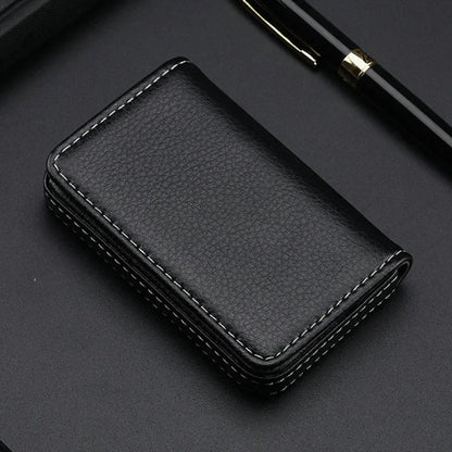 Sized Stitched PU Leather Credit High Quality Card Holder Visiting Business Card Case Wallet with Magnetic Shut for Men & Women