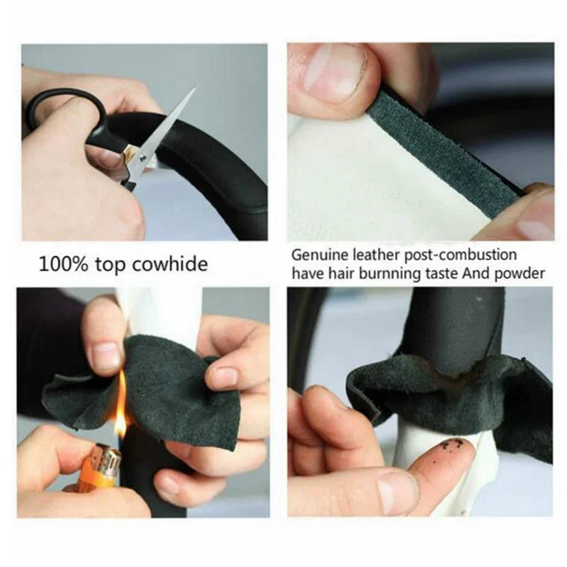 Leather Universal Car Steering-wheel Cover 38CM Car-styling Sport Auto Steering Wheel Covers Anti-Slip Automotive Accessories