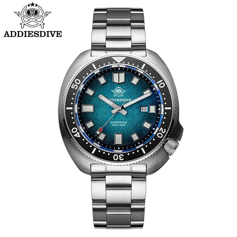 ADDIESDIVE Men Watch Sapphire Glass AR Coated Quartz Watches Luminous 200m Waterproof Turtle Diver Watch Reloj Hombre AD2511