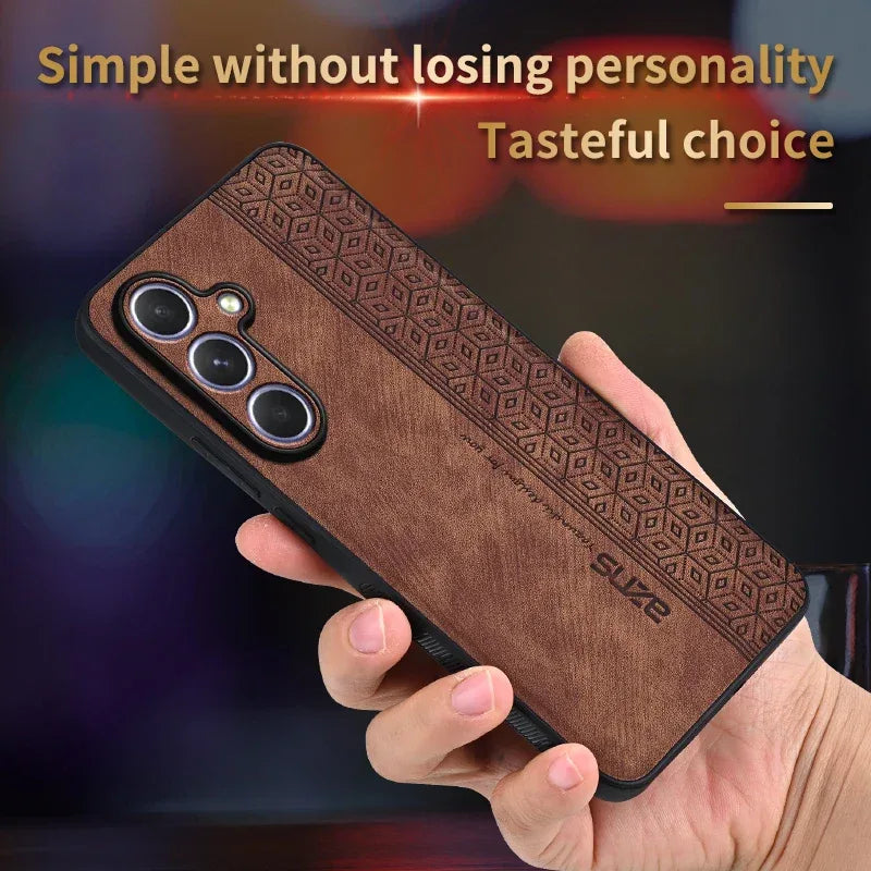 Matte Leather Shockproof Back Case for Samsung Galaxy S25