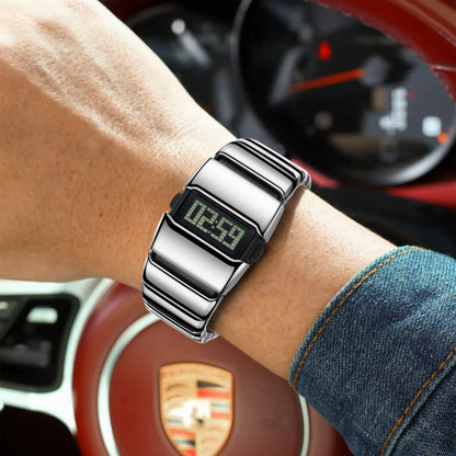 POEDAGAR Fashion LED Men Watch Waterproof Week Date Alarm Digital Man Clock Stainless Steel Electronic Sport Men's Watches Reloj
