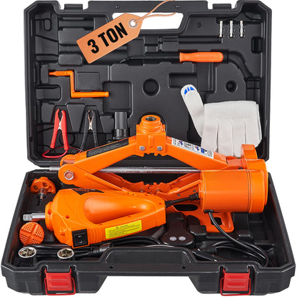 SucceBuy Electric Car Jack 3T Scissor Jack with Electric Impact Wrench 12V Portable Car Jack Lifting for SUV Truck Tire Change