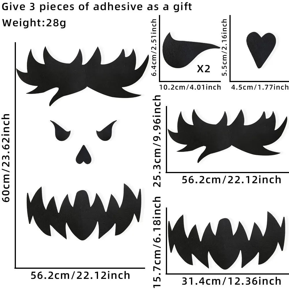 Halloween Door & Window Stickers – Skeleton Hand, Pumpkin, Ghost & Witch Hat DIY Decorations