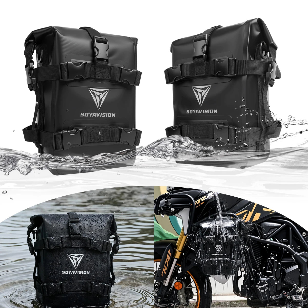 2PCS Motorcycle Bumpers Bag Waterproof 5L-8L Motorcycle Side Frame Bag Motorcycle Crash Bar Bag Universal Tools Storage Bag