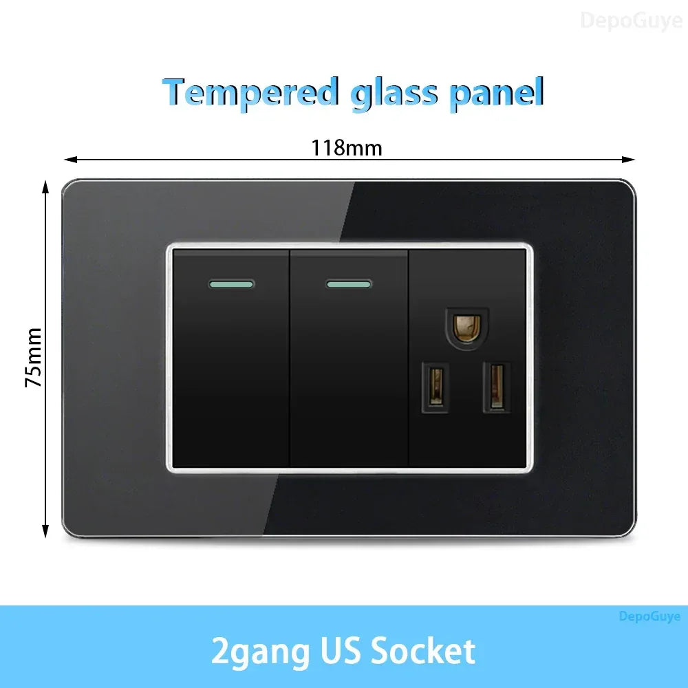 American Thai Standard USB Type-C 20W Fast Charging Power Outlet,Mexico with Smart usb c 3A Socket Wall Electric Light Switch - Urbizia