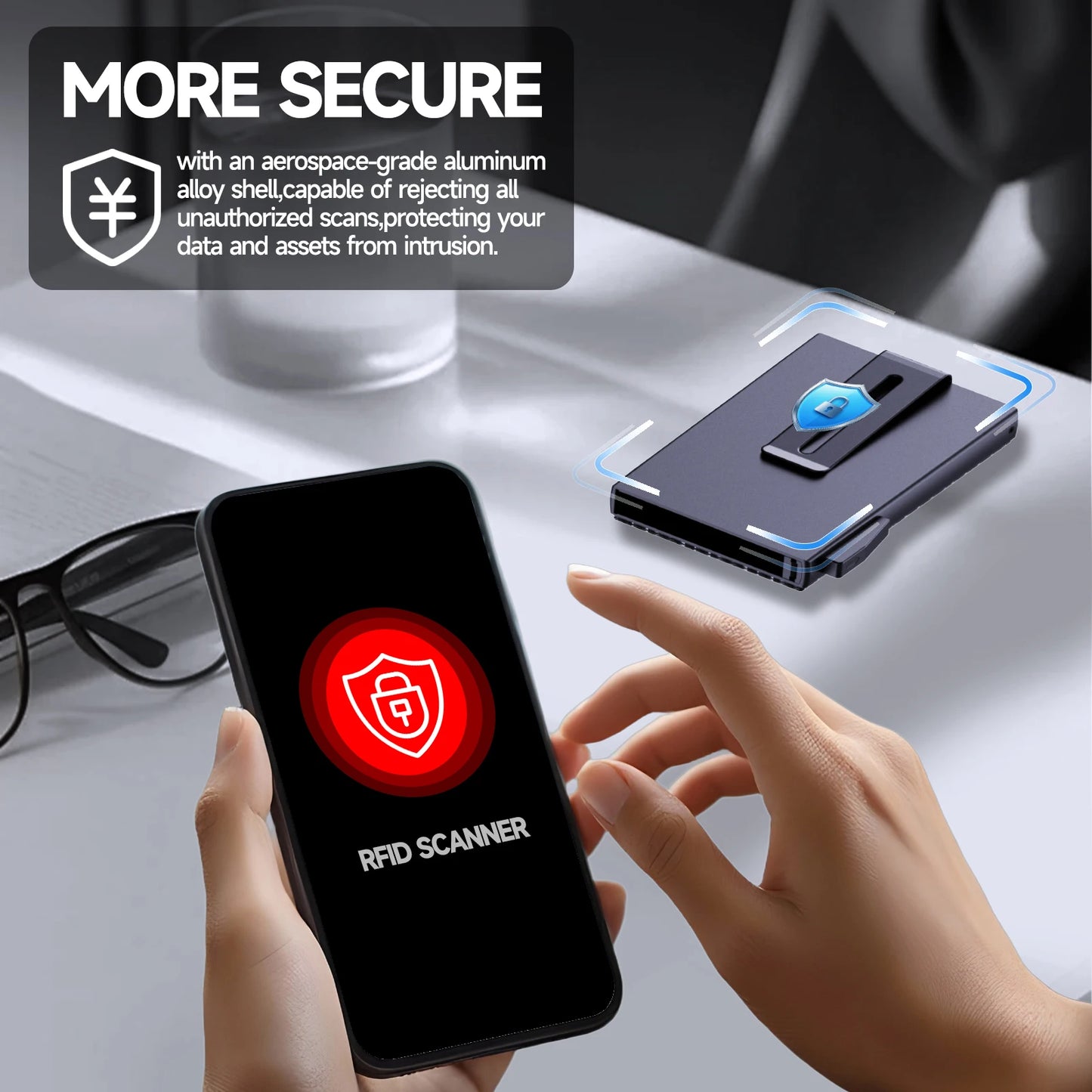 Automatic RFID-Blocking Pop-Up Card Holder for Men Fast Access Secure Design Metal Wallet Business Style Durable Wallet