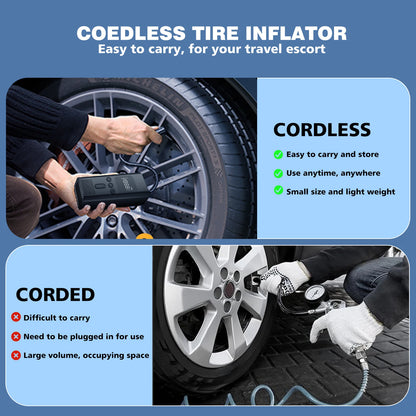 Portable Car Tire Inflator Digital Cordless Air Pump 150PSI Bike Pump  Electric Air Compressor For Car Bicycle