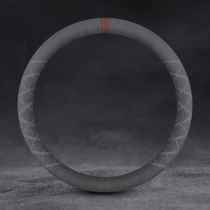 Car Steering Wheel Covers Cowhide Suede Steering Wheel Cover Wrap Universal 37-38cm Breathable Steering Covers Car Accessories