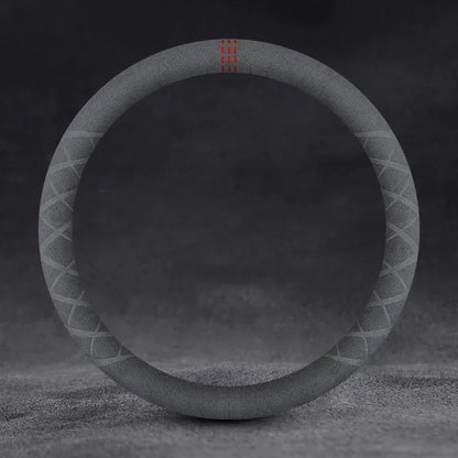 Car Steering Wheel Covers Cowhide Suede Steering Wheel Cover Wrap Universal 37-38cm Breathable Steering Covers Car Accessories
