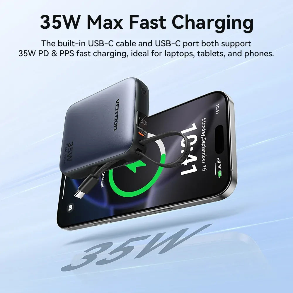 35W Mini Power Bank 10000mAh PD Fast Charging Portable