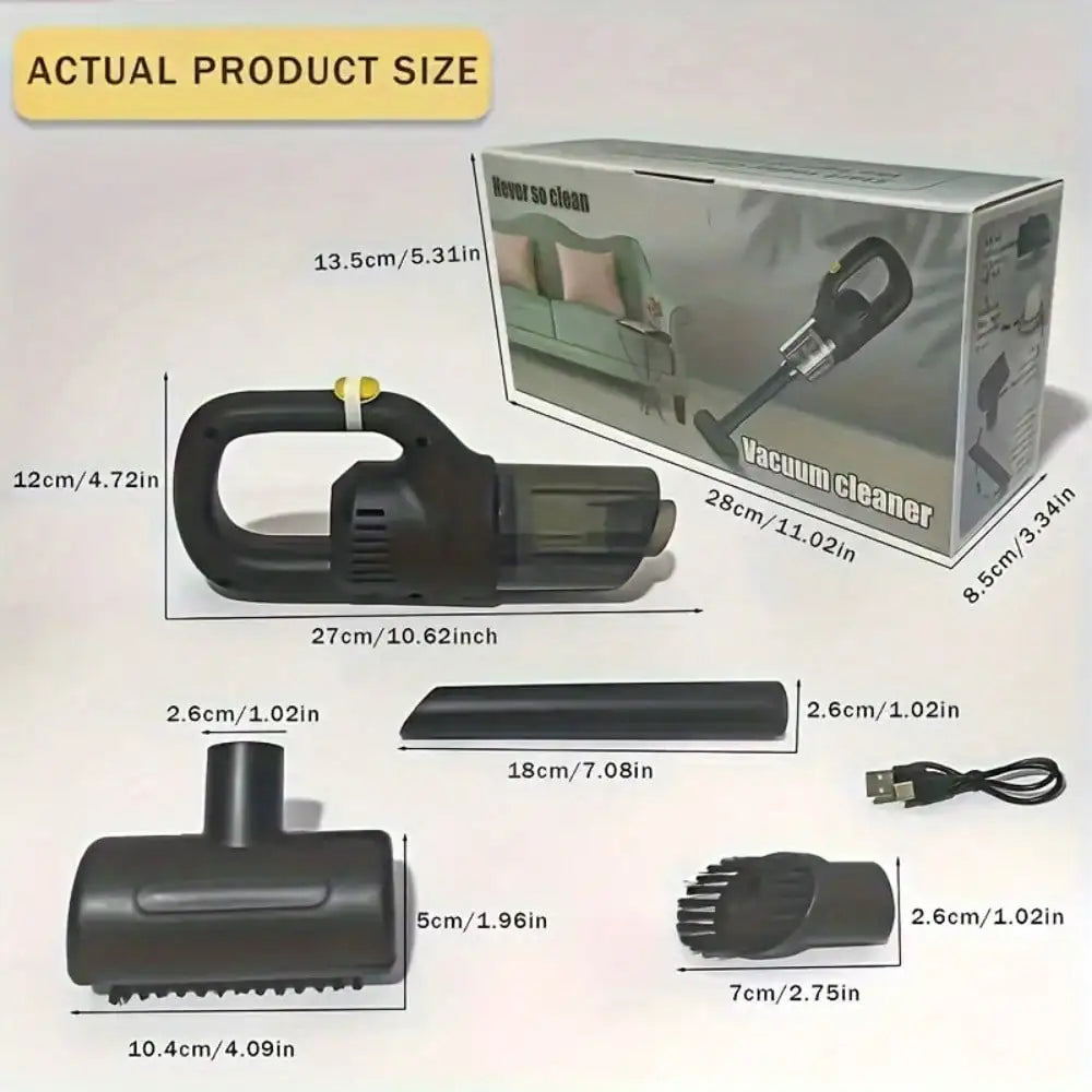 Portable Wireless Handheld Vacuum Cleaner, Car Vacuum Cleaner. Dual Use For Car And Home - Comes With 3 Brush Heads. USB Rechargeable (Includes 1800mAh Lithium Battery). 3100Pa Strong Suction, Detachable Dust Cup. Ergonomic H