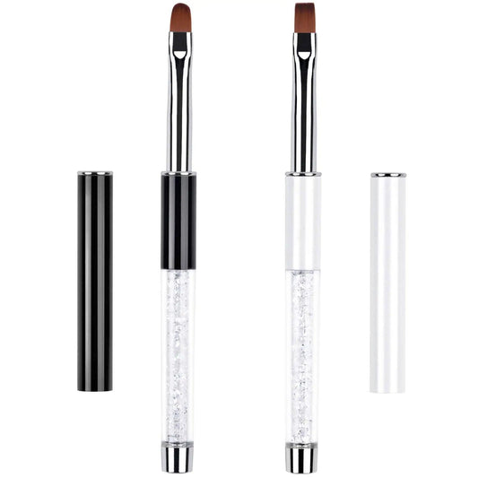1/2Pcs Oval & Flat UV Gel Nail Brush Set Rhinestone Handle Professional Nail Art Design Brushes