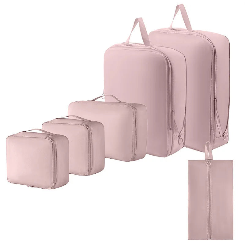 6Pcs Travel Compression Packing Cubes Bag Waterproof Handheld Clothe Separation Storage Bag Portable Suitcase Clothes Organizers