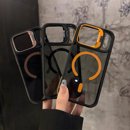 Anti-Slip Magnetic Bracket Phone Case | Compatible with iPhone 18,17,16,15,14,13,12,11/Pro/Pro Max/Air/Plus and Galaxy S22,S23,S24,S25,S26 Ultra/FE/Plus Series | All-in-One Design with Wireless Charging + Shockproof + Built-i