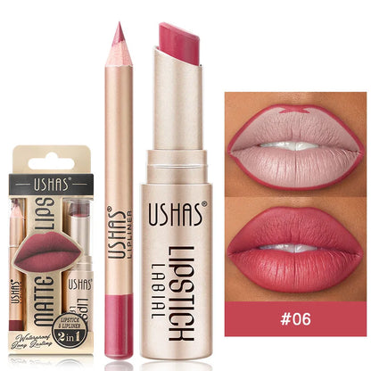 USHAS 12-Color Lip Liner & Matte Lipstick Set