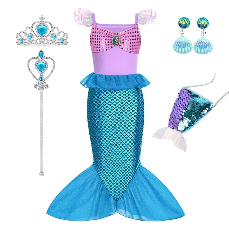 Mermaid Birthday Party Dress – Summer Girl Mermaid Costume for Kids 2-10 Yrs, Anime Cosplay & Fantasy Gown
