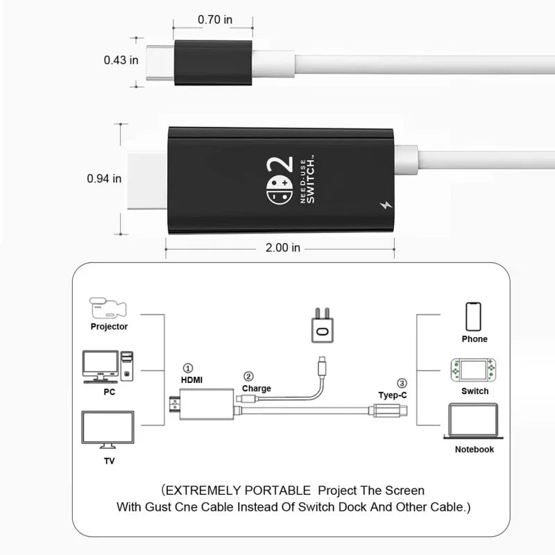 Docking Station for Nintendo Switch 2,4K 60Hz TYPE-C Hub with HDMI and USB-C 3.0 PD100W Charge Perfect for Switch 2/Switch/OLED